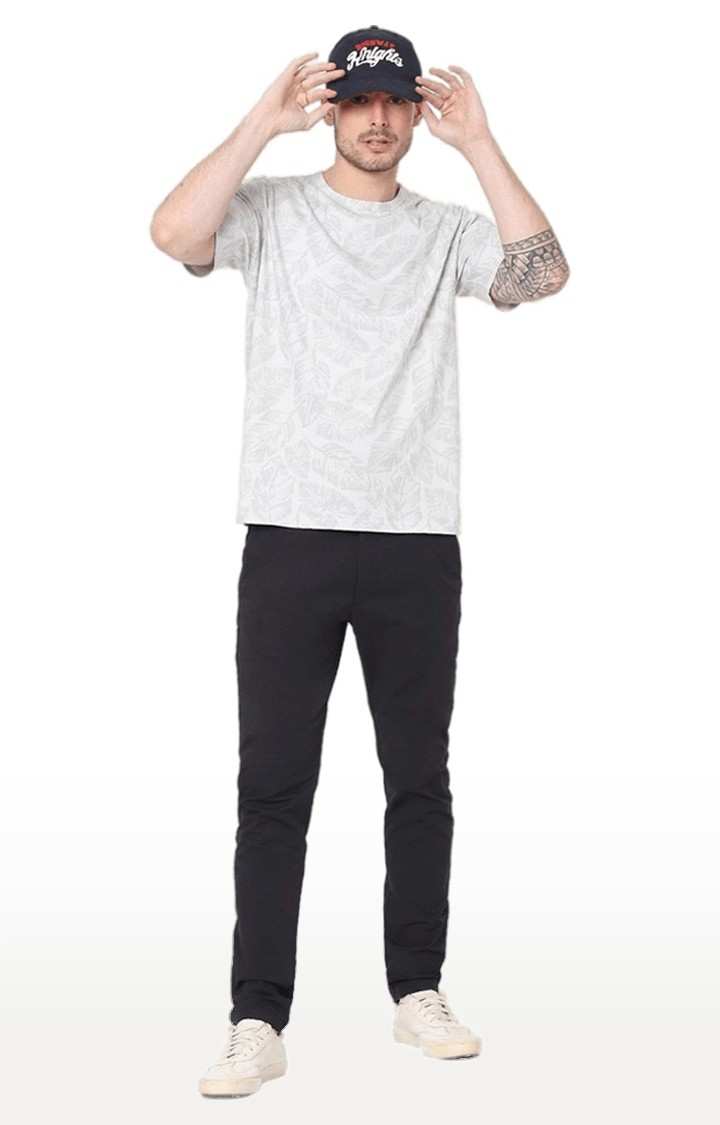 Men's Grey Printed Regular T-Shirts