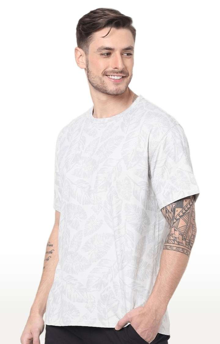 Men's Grey Printed Regular T-Shirts