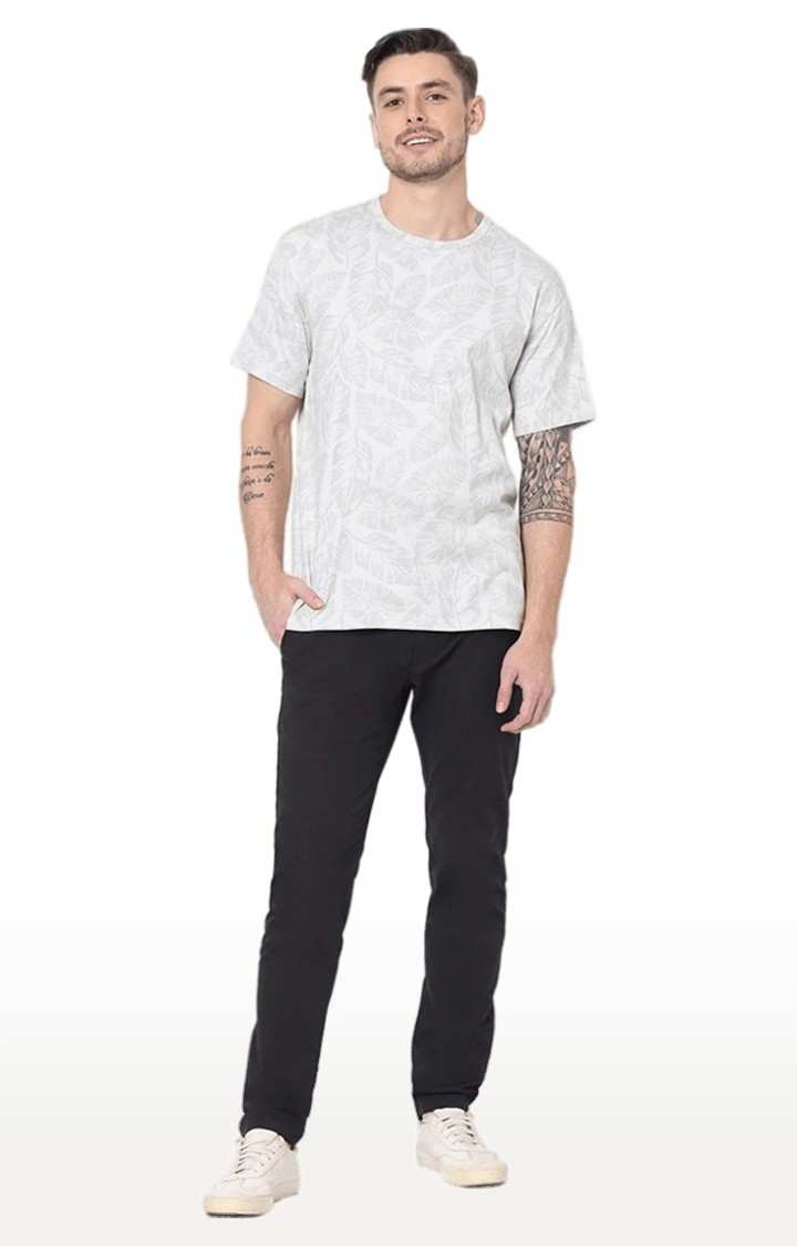 Men's Grey Printed Regular T-Shirts