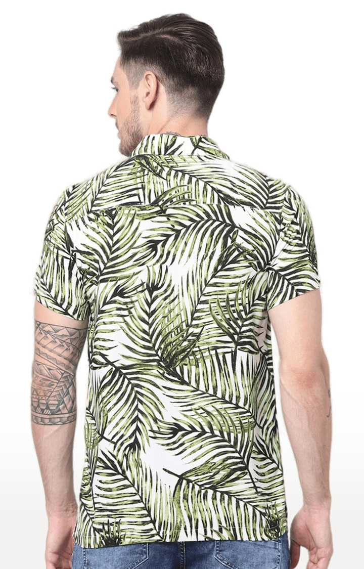 celio | Men's Green Printed Casual Shirts 3