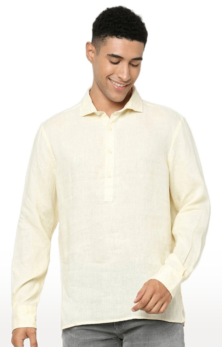 celio | Men's Yellow Solid Casual Shirts