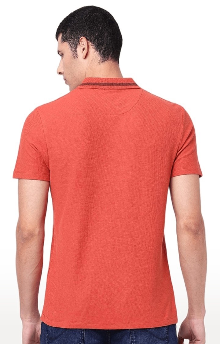 Men's Orange Solid Polos