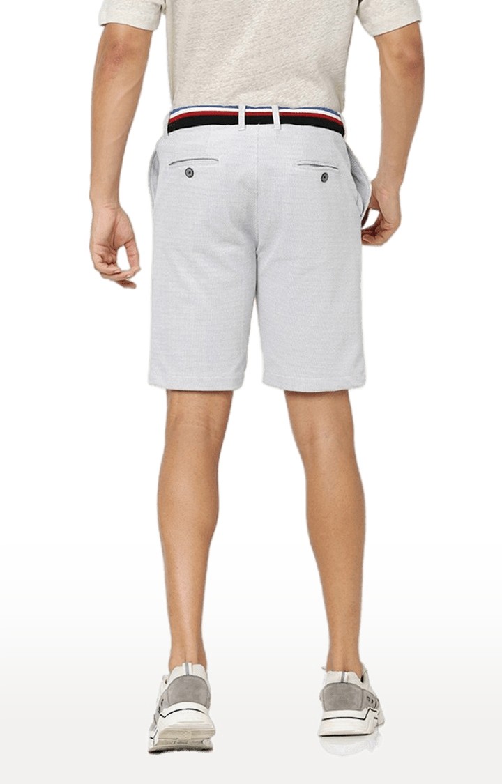 Men's White Cotton Solid Shorts