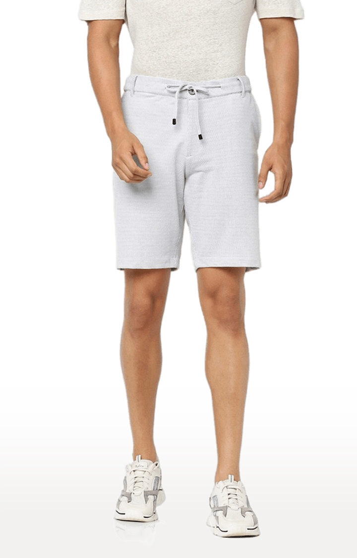 Men's White Cotton Solid Shorts