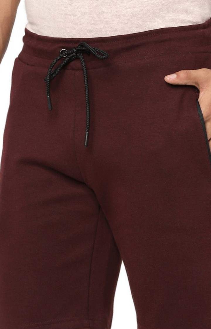 Men's Red Cotton Solid Shorts