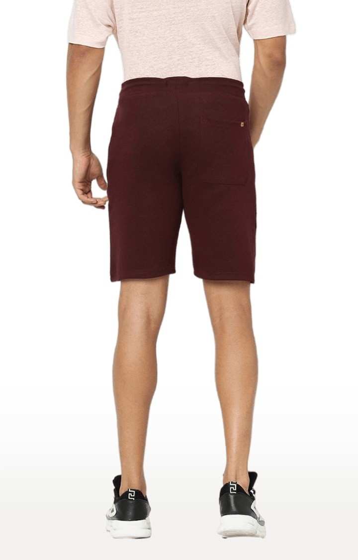Men's Red Cotton Solid Shorts