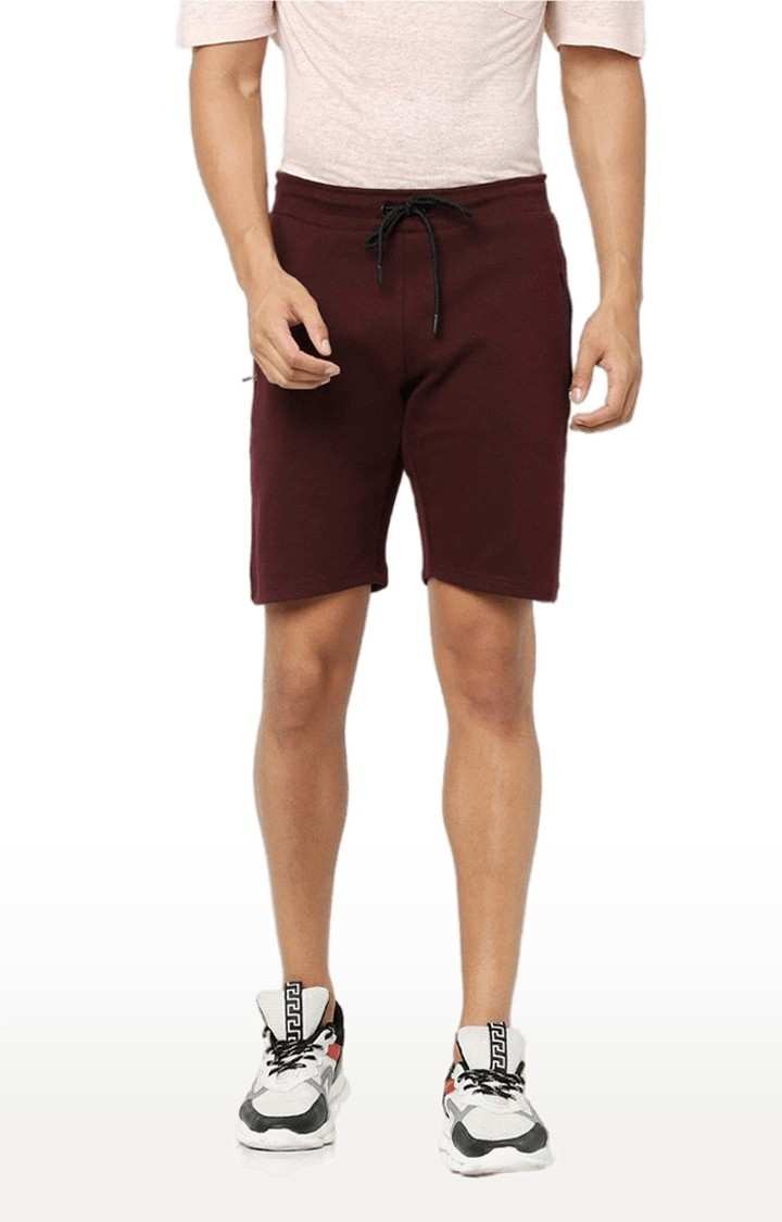 Men's Red Cotton Solid Shorts