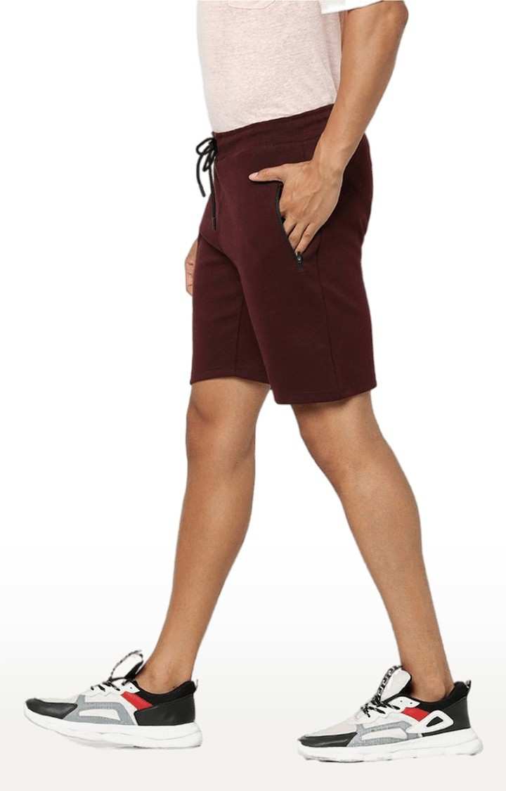Men's Red Cotton Solid Shorts