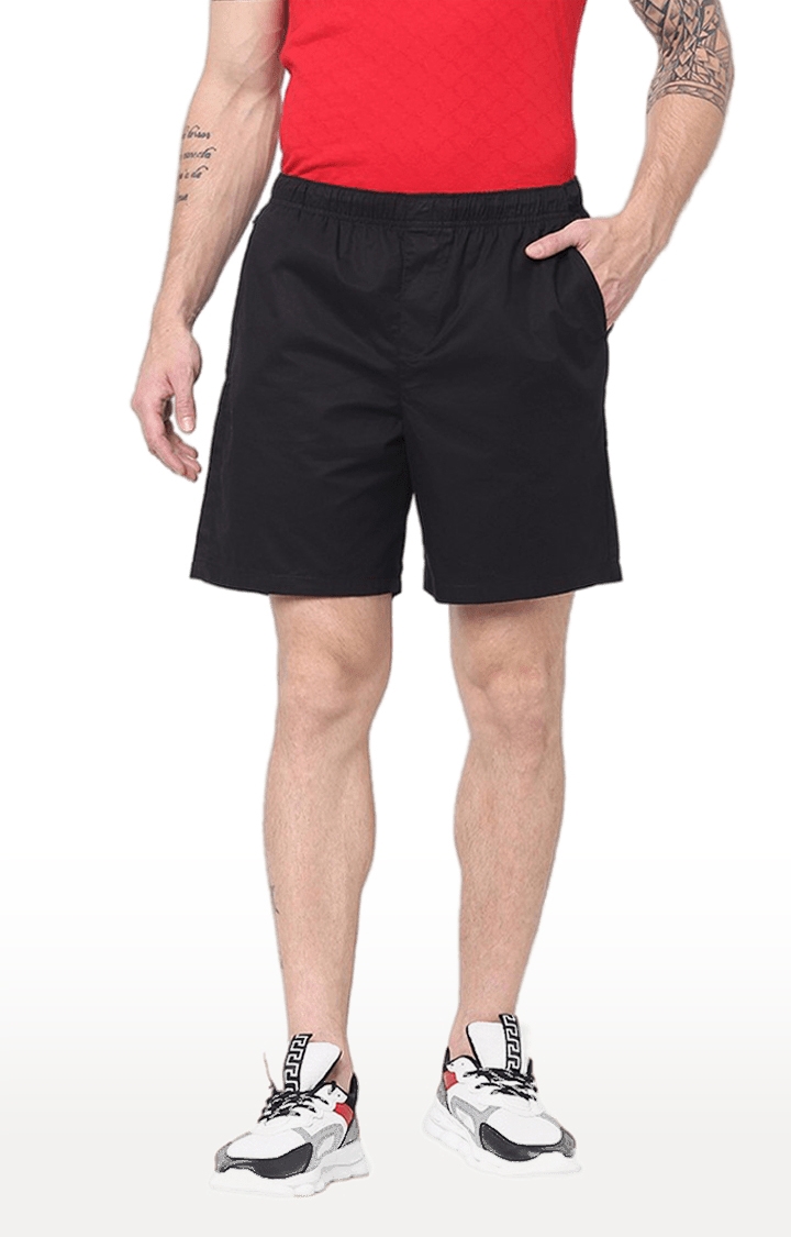 celio | Men's Black Viscose Solid Shorts