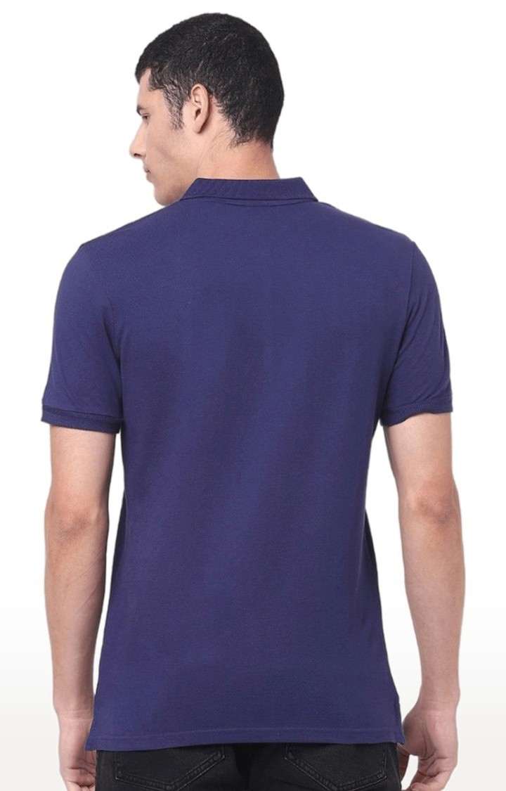 Men's Blue Solid Polos