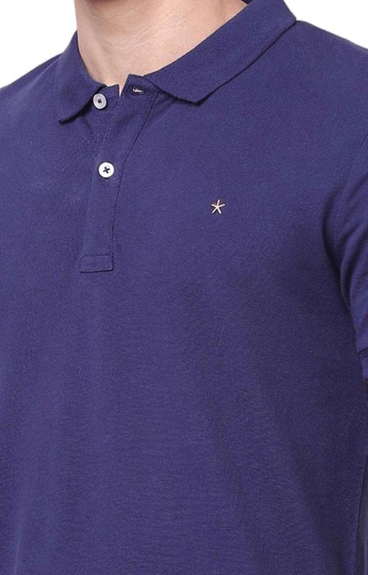 Men's Blue Solid Polos