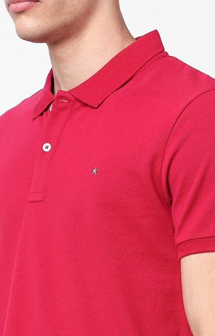 Men's Pink Solid Polos