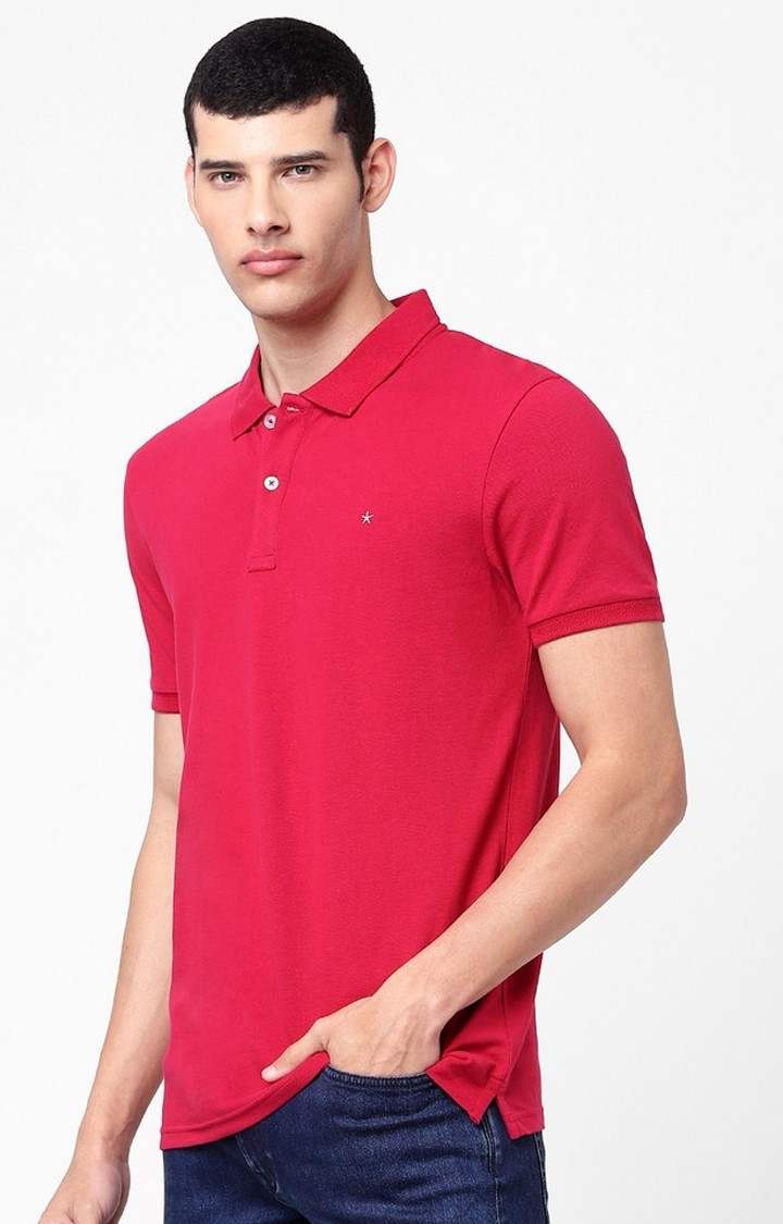 Men's Pink Solid Polos