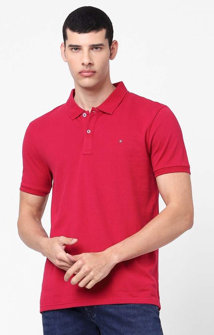 Men's Pink Solid Polos