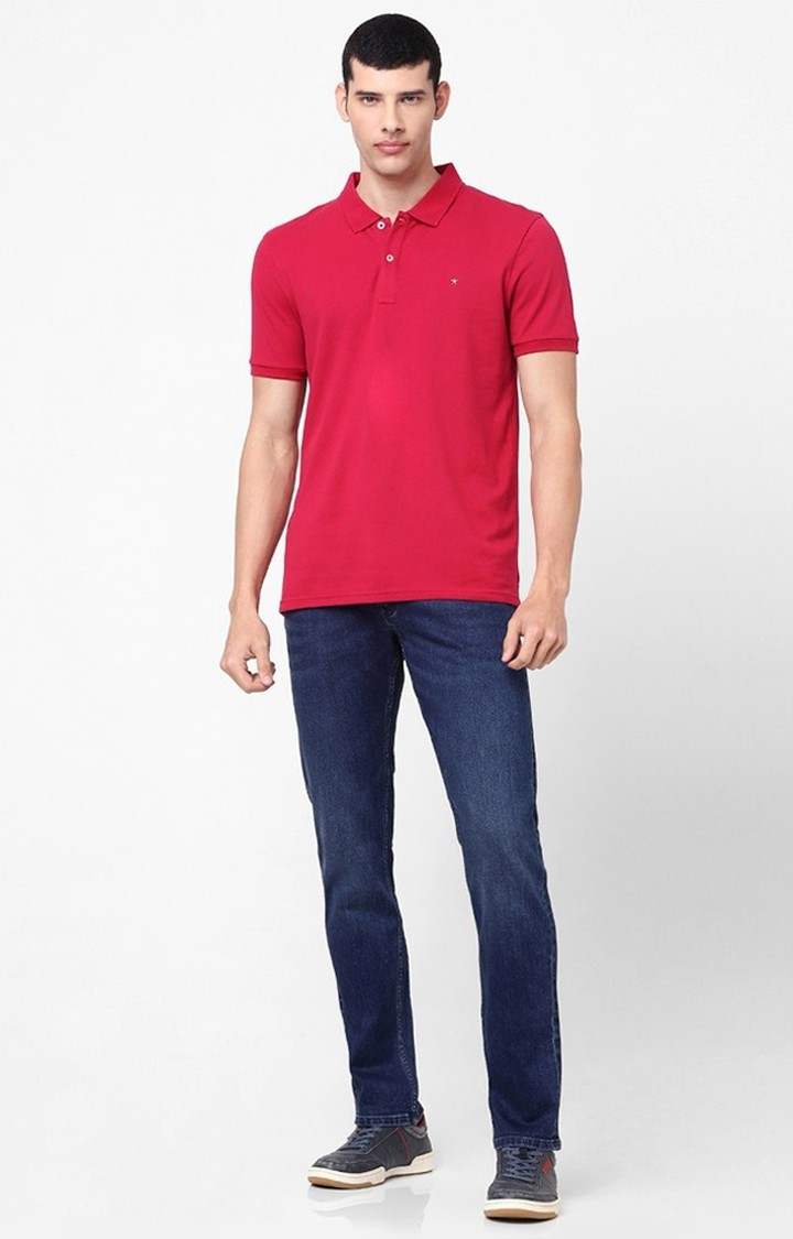 Men's Pink Solid Polos