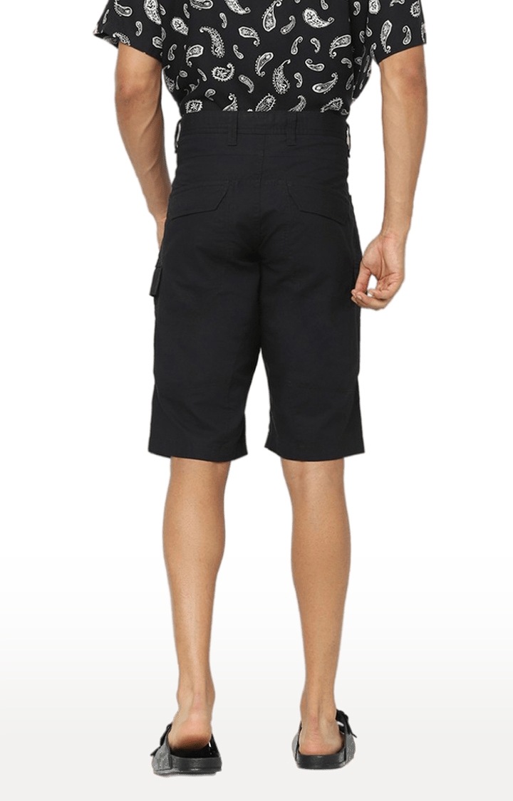 celio | Men's Black Cotton Solid Shorts 2