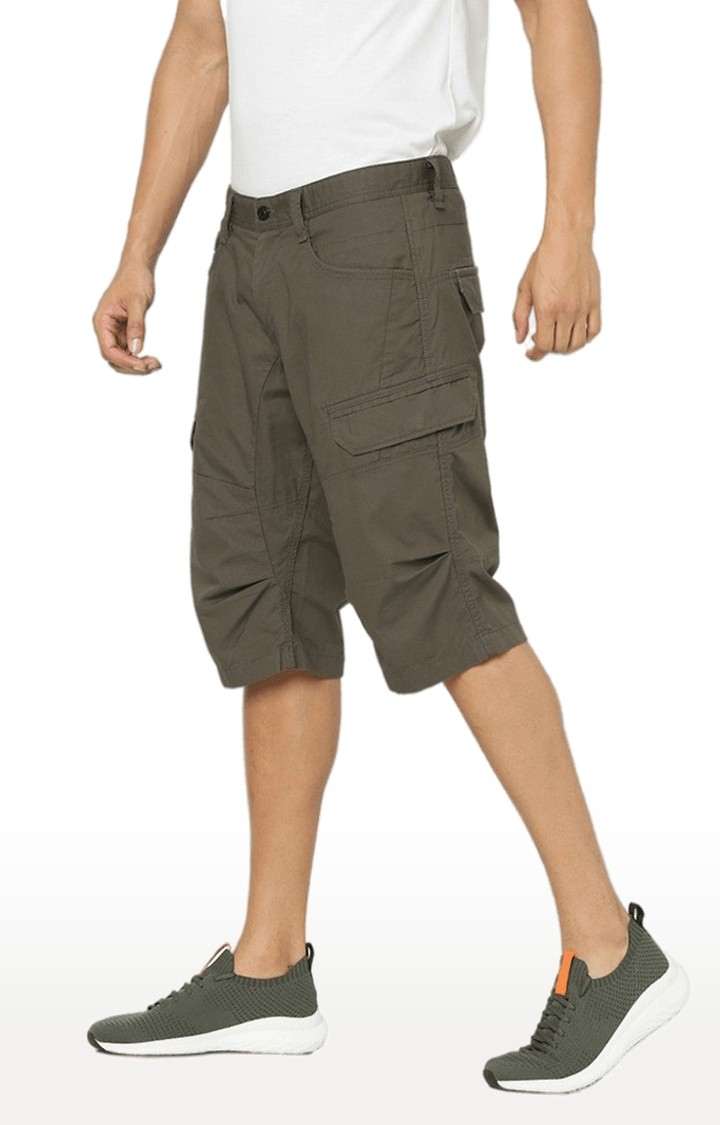 Men's Brown Cotton Solid Shorts