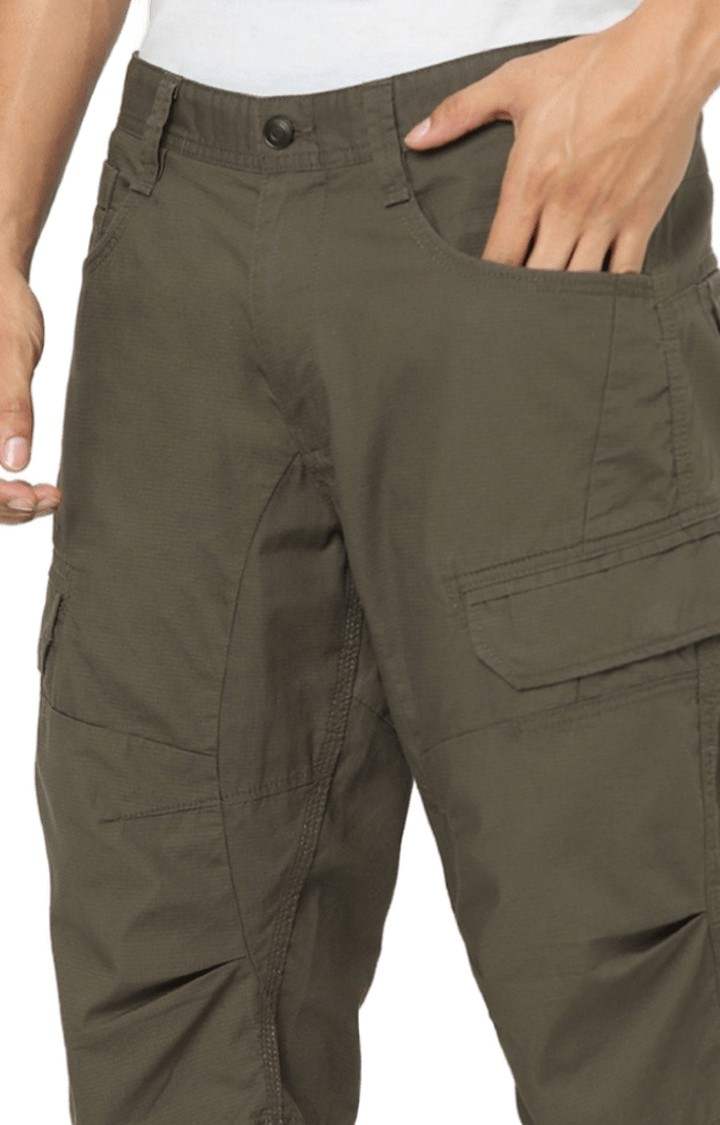 Men's Brown Cotton Solid Shorts