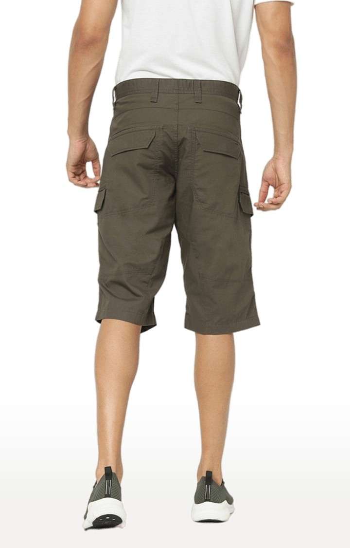 Men's Brown Cotton Solid Shorts