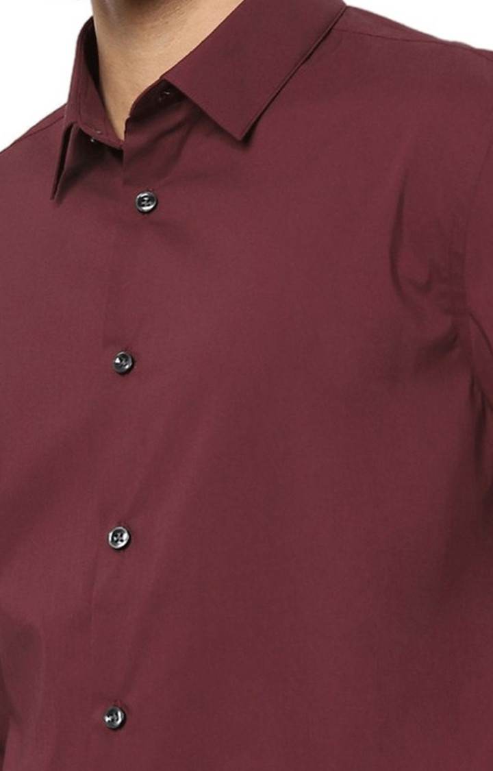 Men's Red Solid Casual Shirts