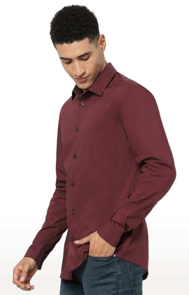 Men's Red Solid Casual Shirts