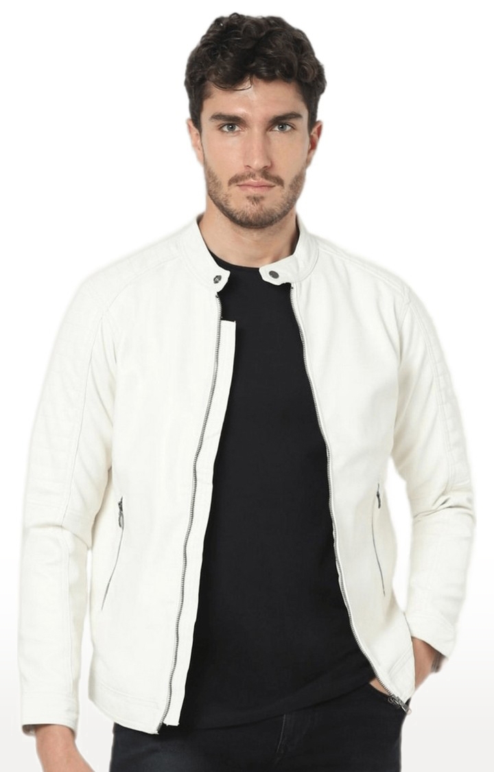 celio | Men's White Solid Western Jackets