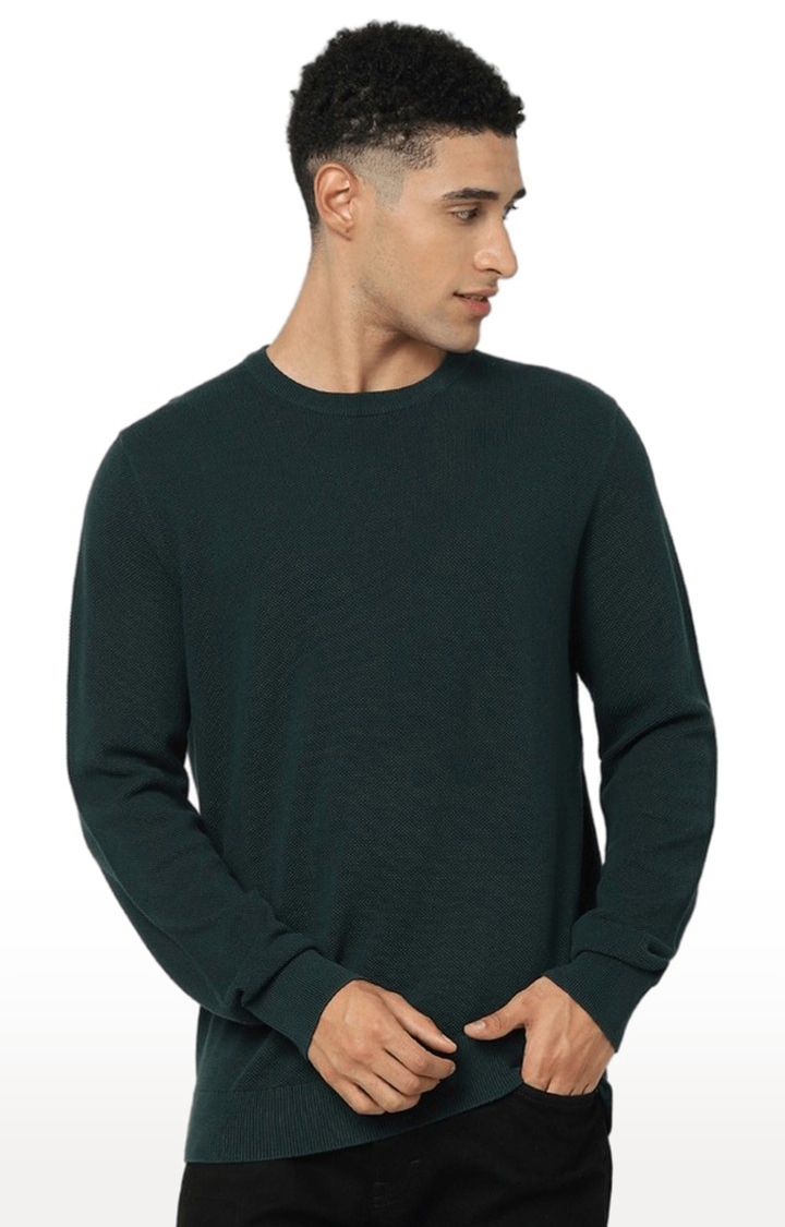 celio | Men's Green Solid Sweaters 0