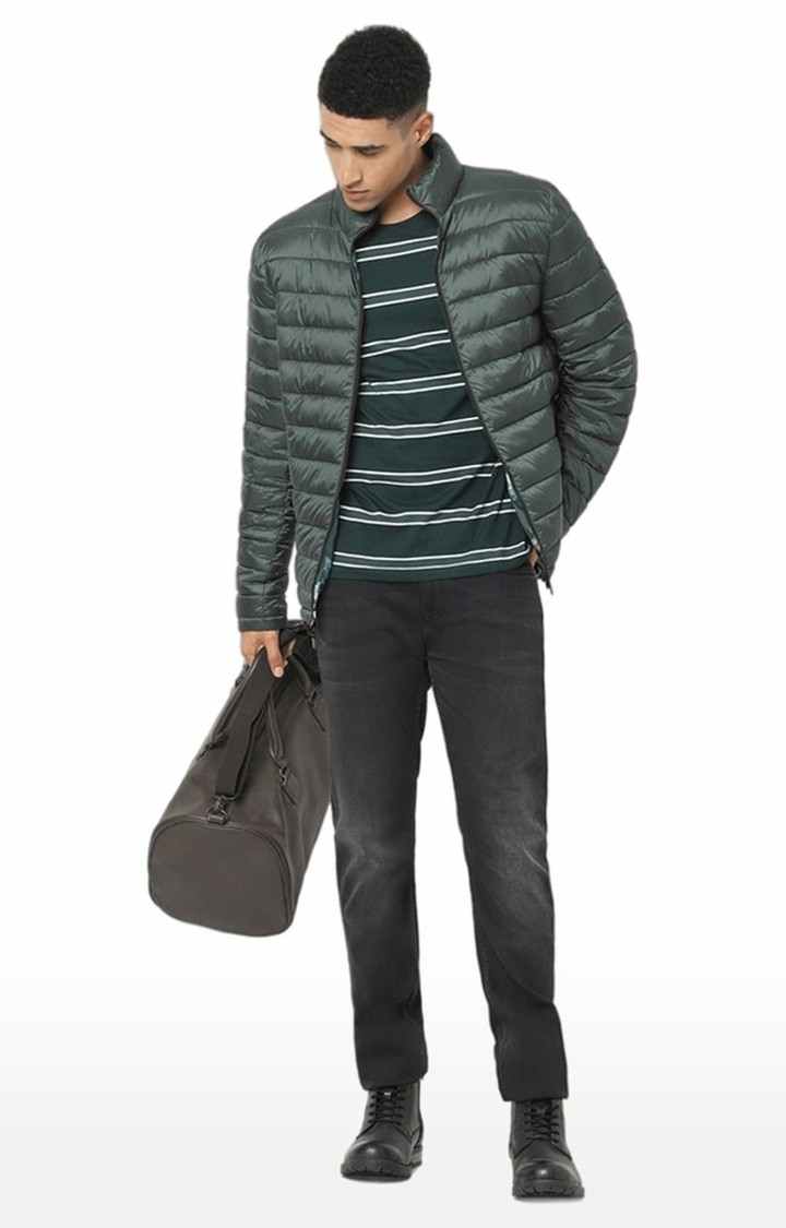 Men's Green Solid Bomber Jackets