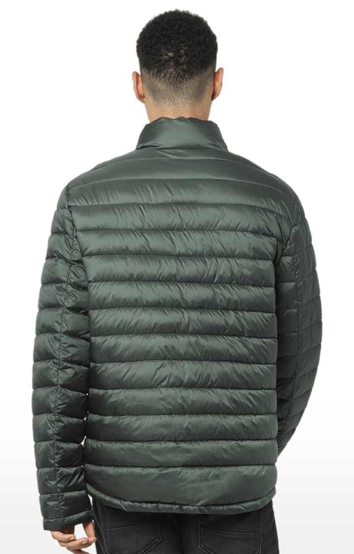 Men's Green Solid Bomber Jackets