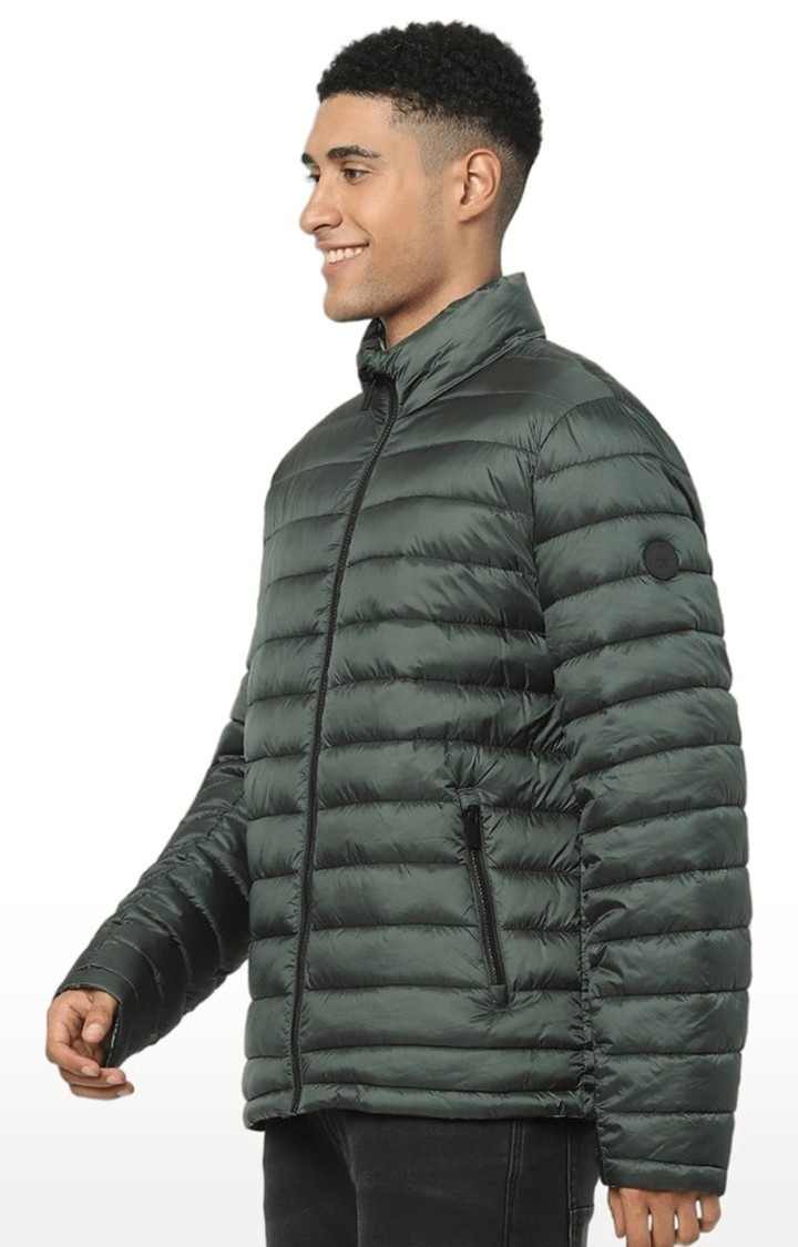 Men's Green Solid Bomber Jackets
