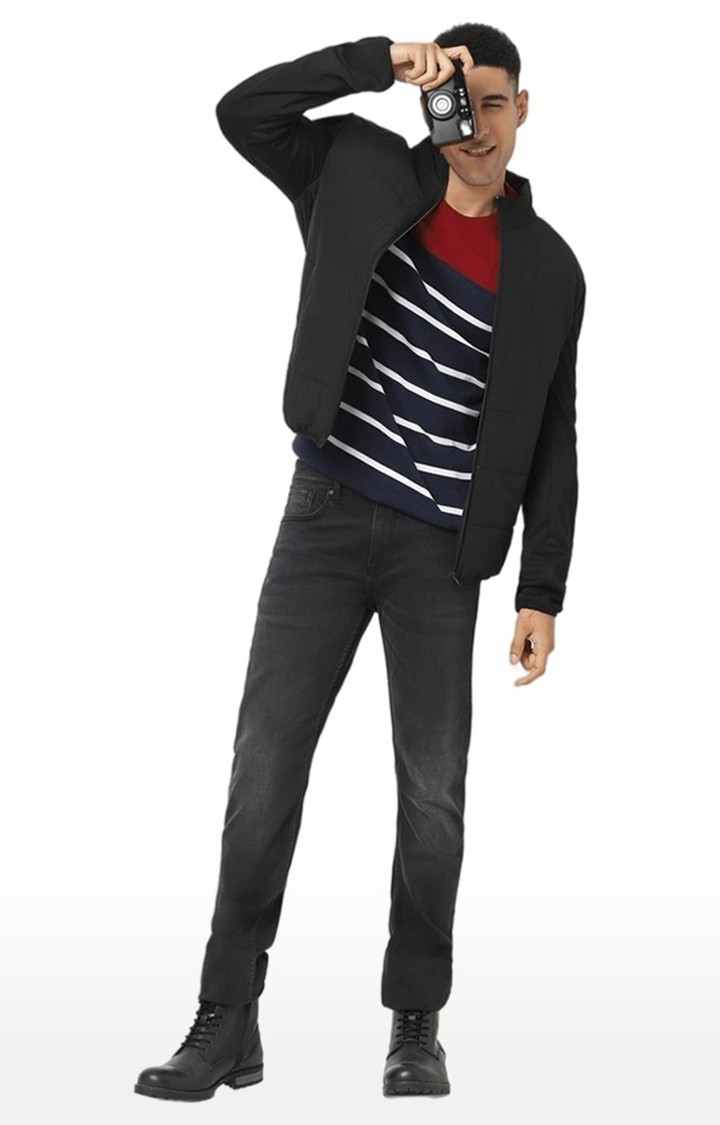 Men's Black Solid Bomber Jackets