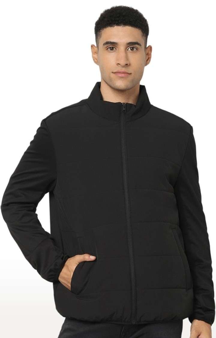 Men's Black Solid Bomber Jackets