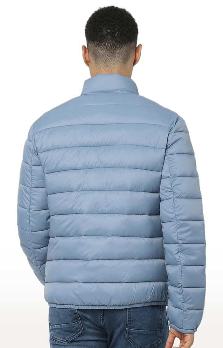 Men's Blue Solid Bomber Jackets