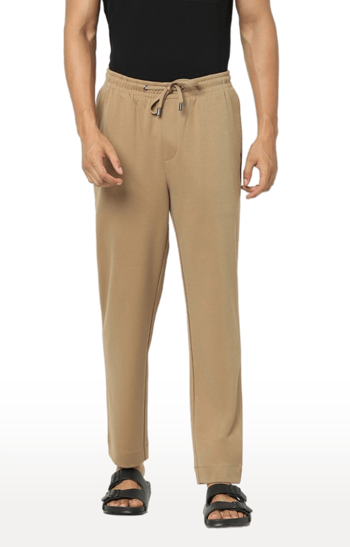celio | Men's Beige Cotton Solid Trackpants 0