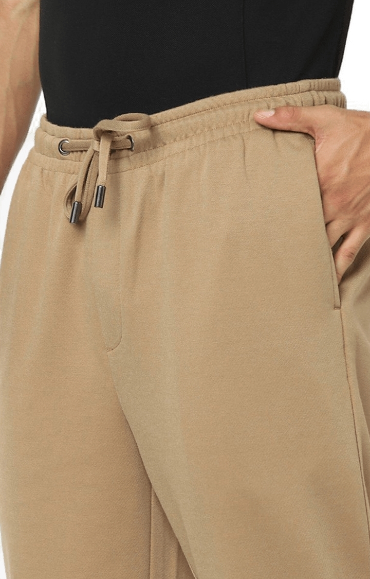 celio | Men's Beige Cotton Solid Trackpants 3