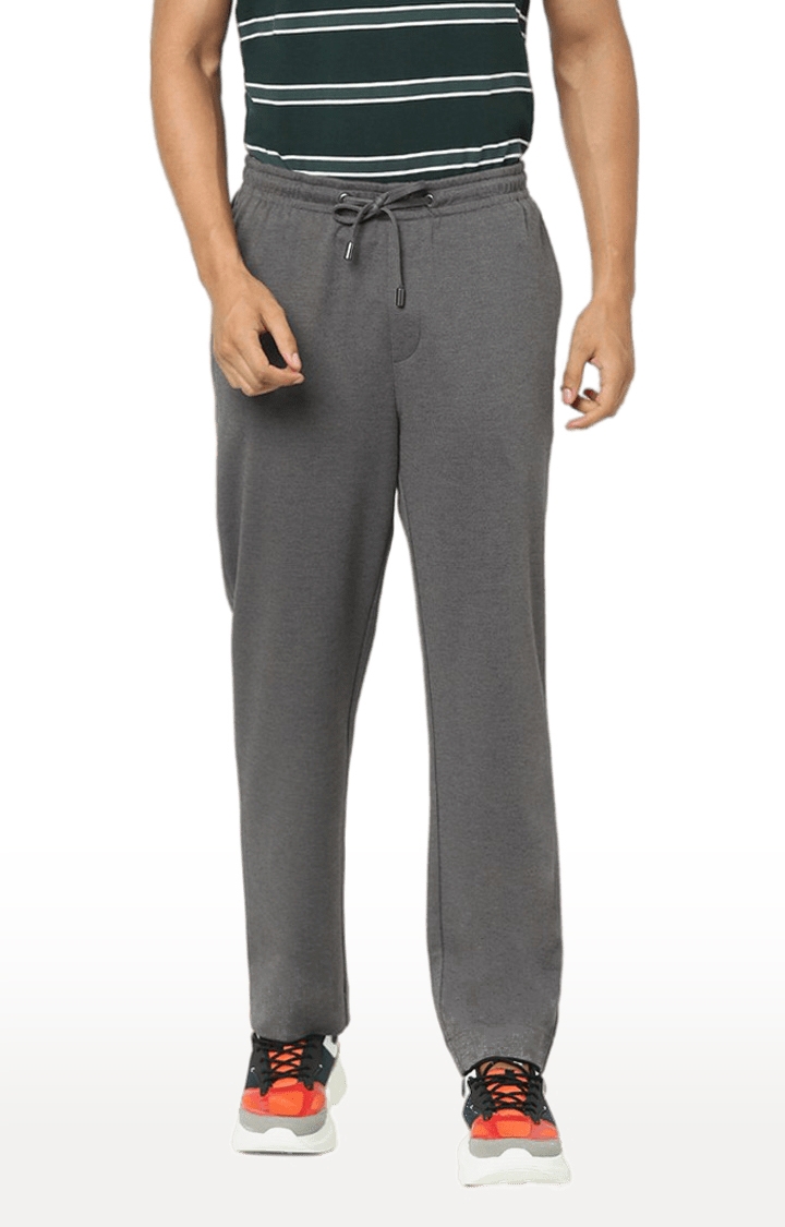 celio | Men's Grey Cotton Solid Trackpants