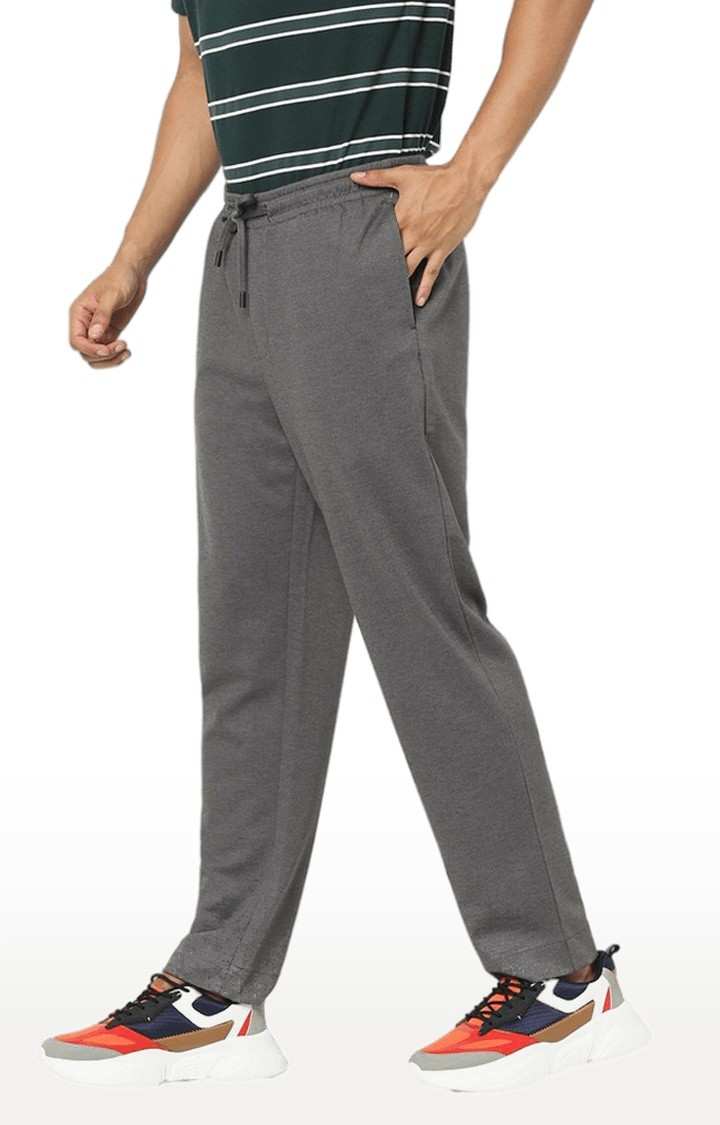 Men's Grey Cotton Solid Trackpants