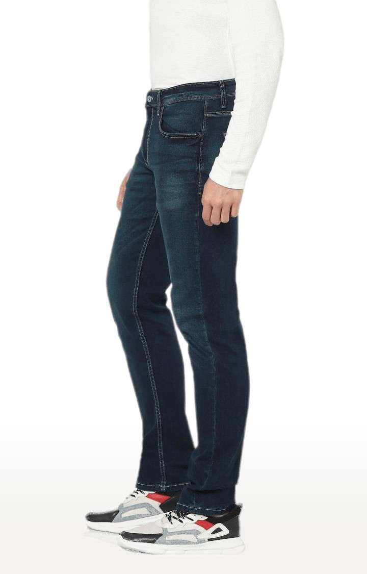 Men's Blue Cotton Solid Straight Jeans