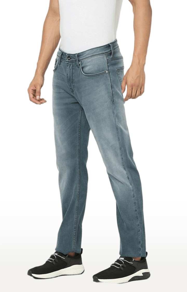 Men's Blue Cotton Solid Straight Jeans