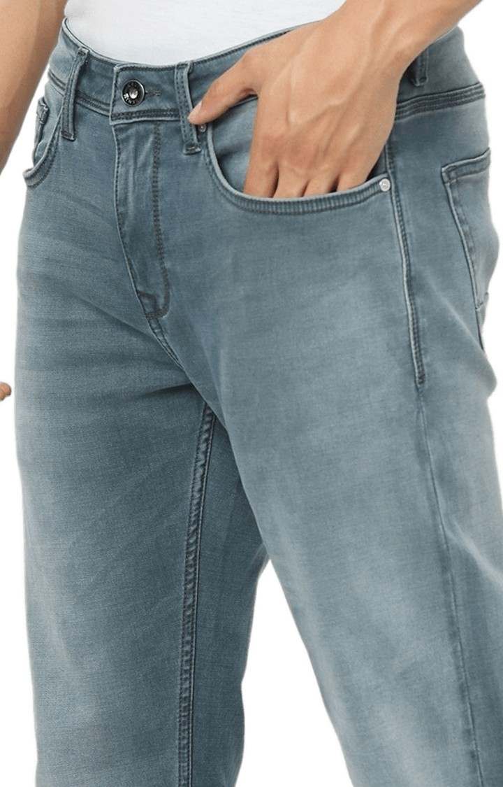 Men's Blue Cotton Solid Straight Jeans