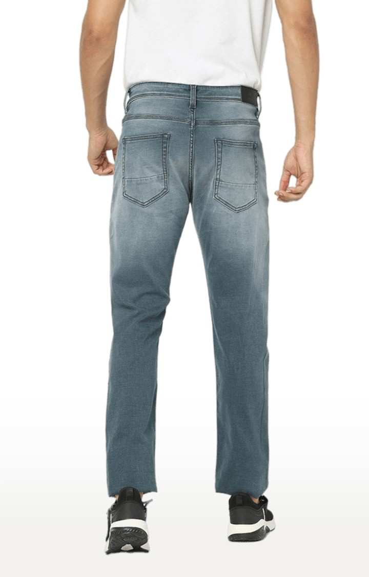 Men's Blue Cotton Solid Straight Jeans