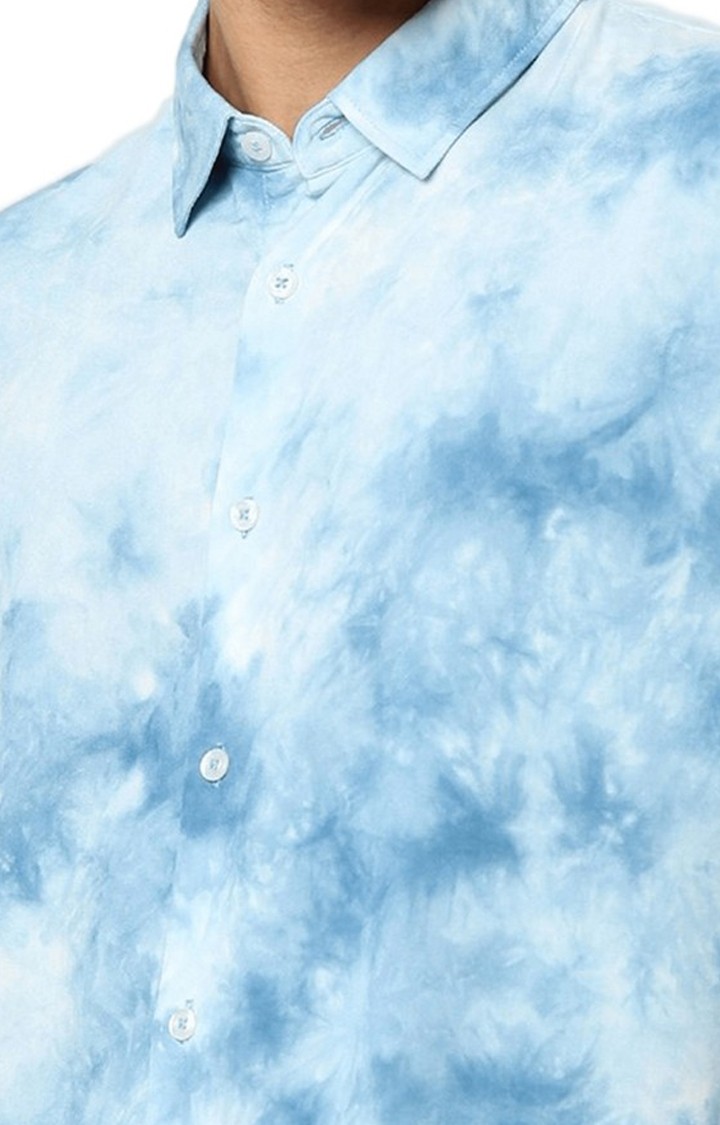 Men's Blue Tie Dye Casual Shirts
