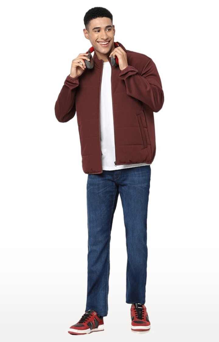 Men's Red Solid Bomber Jackets