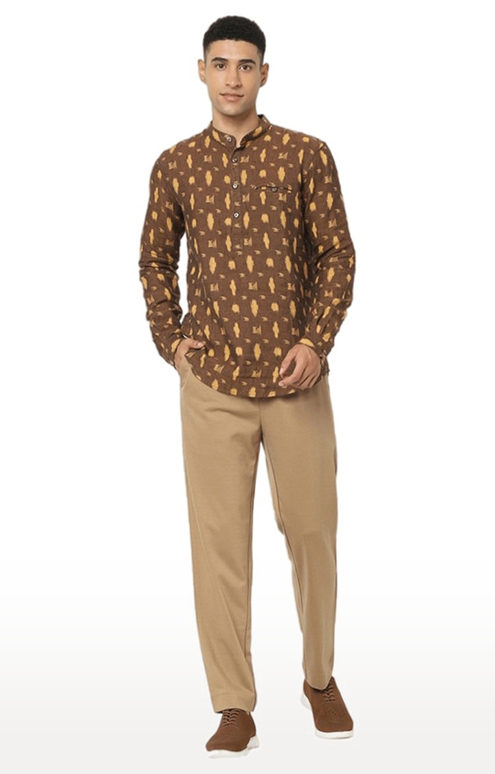 Men's Brown Printed Casual Shirts