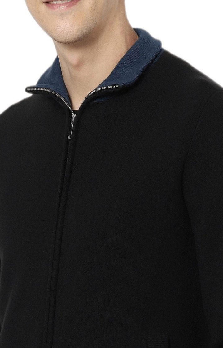 Men's Black Solid Sweaters