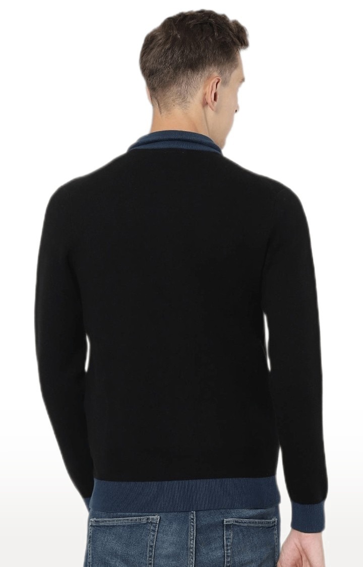 Men's Black Solid Sweaters