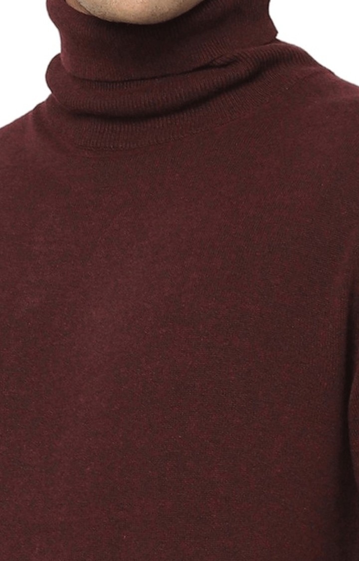 Men's Red Solid Sweaters