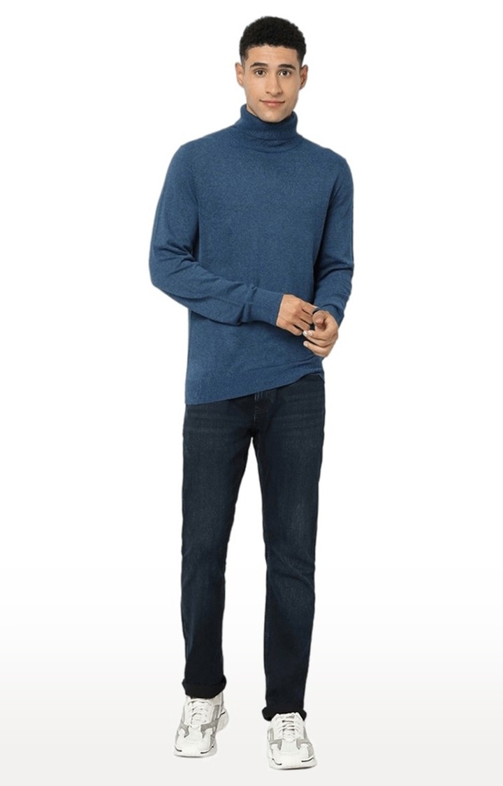 Men's Blue Melange Sweaters