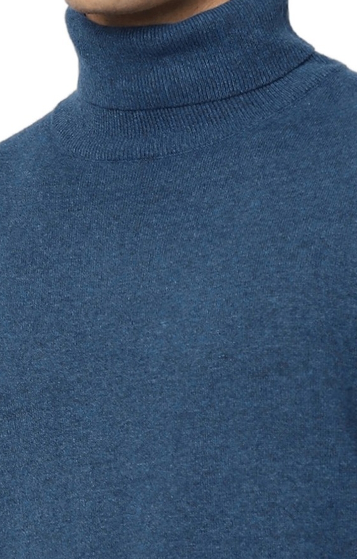 Jumpers & Cardigans  Cyrillus Mens Marled Sweater With Round Neckline Blue  Marl — Chico Spans