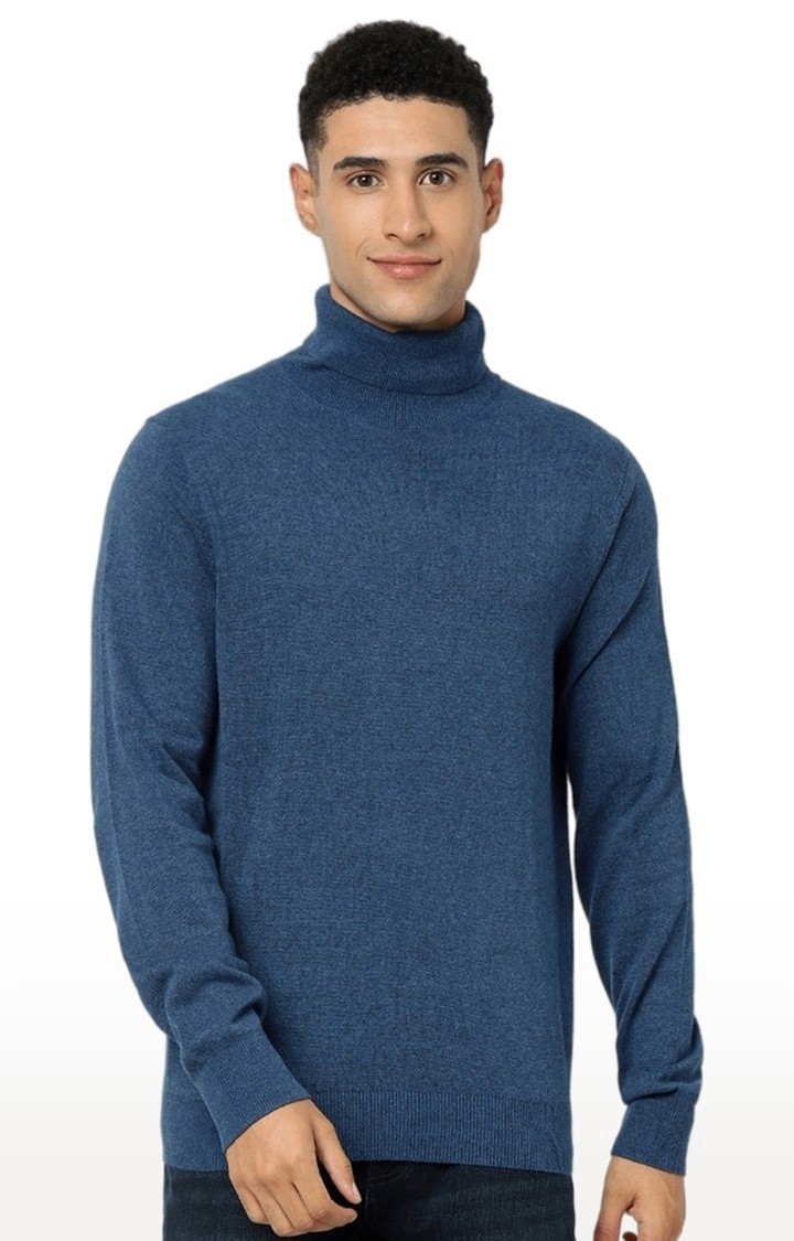 celio | Men's Blue Melange Sweaters